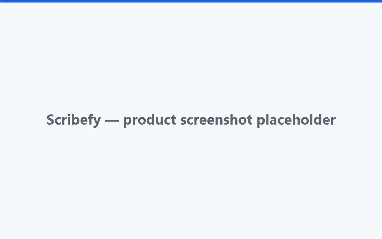 Scribefy showing a live transcript, AI summary, and extracted action items